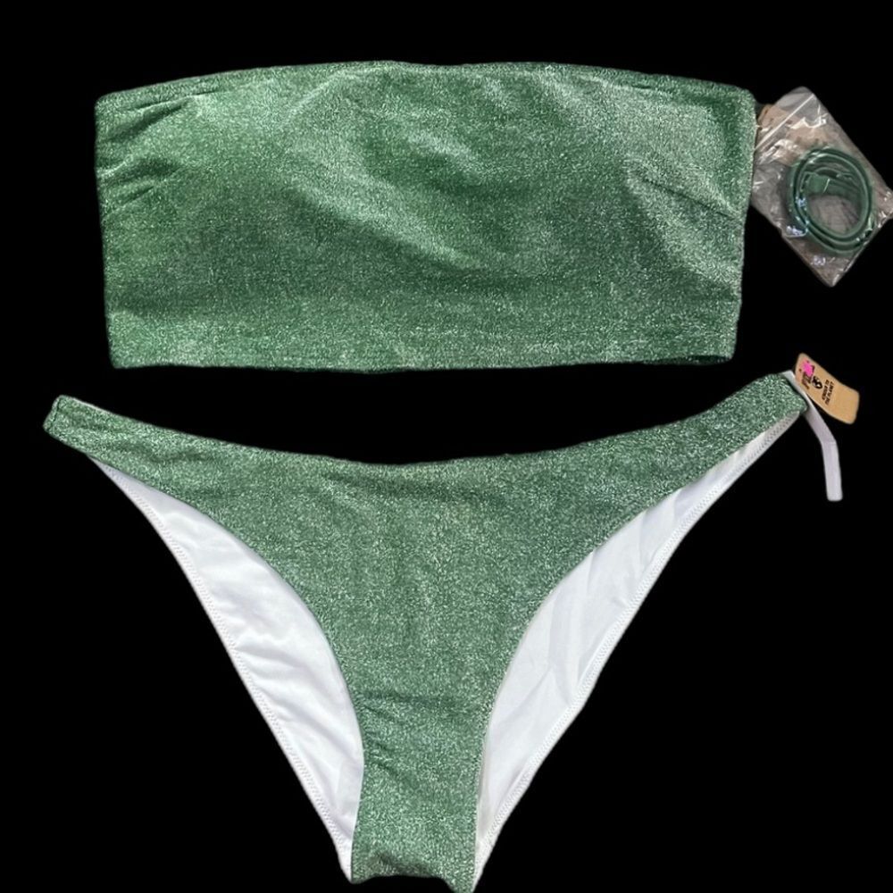 Victorias Secret Swim Set Shimmer Strapless Padded Bikini top XL & bottoms XXL